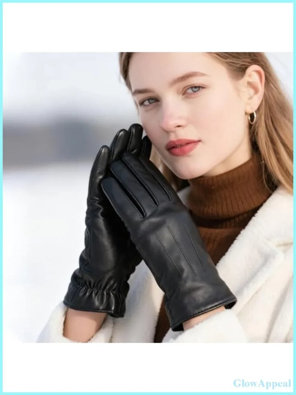 Genuine Sheepskin Leather Gloves Cashmere Lined Touchscreen Driving Winter